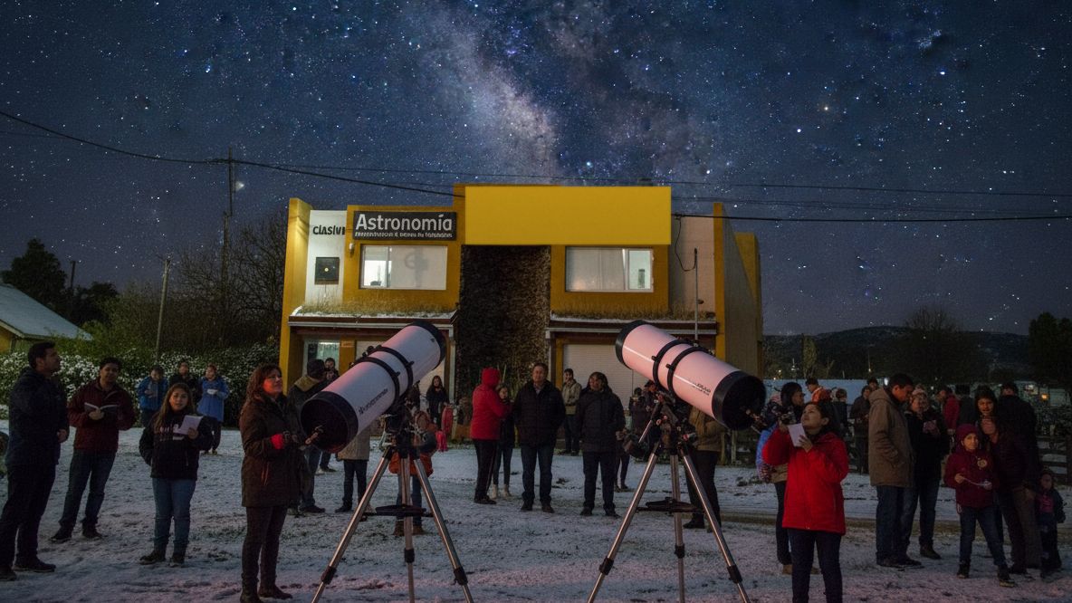 Observación astronómica nocturna con telescopios