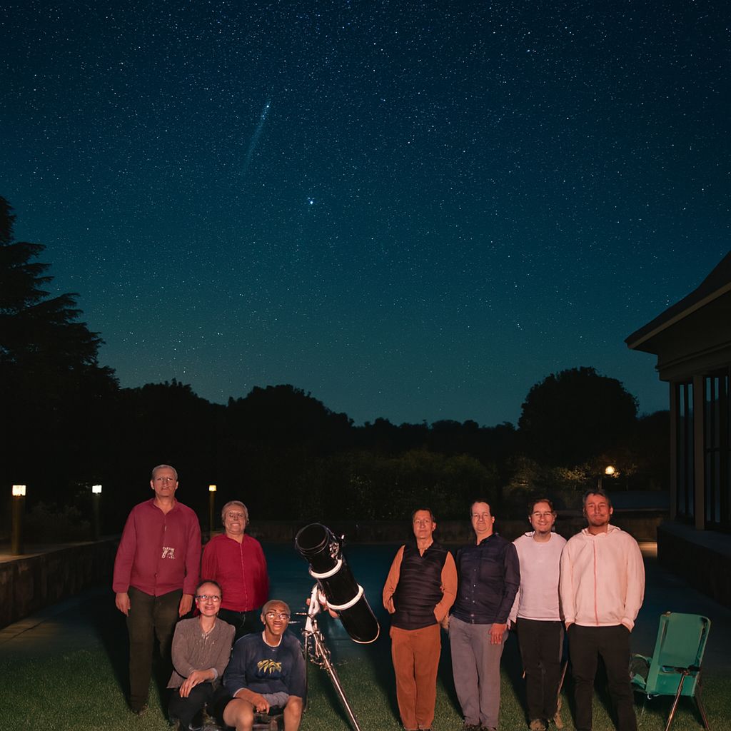 Grupo observando la Vía Láctea con un telescopio durante un Star Party